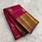 Rani pink Kancheepuram saree with antique gold Veldhari Korvai border — Idam Living