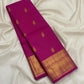 Rani pink handwoven Pure Silk Kanchi Pattu Zari Kattam saree with gold medallion border