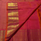 Rani Pink and Vermilion Orange Shot-Colour Handwoven Pure Silk Kanchipuram Saree with Gold Zari Buttas