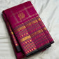 Rani Pink Kanchipuram silk saree zari check detail