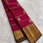 Rani pink Kanjeevaram saree with Veldhari Korvai weave and antique gold border — Idam Living