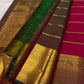 Rani pink Kanjipuram pure silk saree with Veldhari Korvai antique gold border — Idam Living
