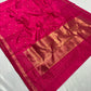 Rani-pink Katan Silk Chanderi with gold-toned woven motifs