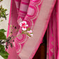 Close view of zari buttas on pink Pure Katan Silk Banarasi saree