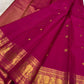 Rani pink maanga gold zari border kanchipuram – Idam Living Pure Silk Kanchipuram saree