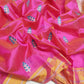 Rani pink Pattu Silk Chanderi saree with scattered floral sprig buttas