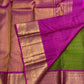 Rani pink Kanchipuram border with gold zari peacock motifs