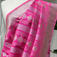 Full drape of Rani Pink handwoven Banarasi silk saree by Idam Living