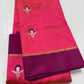 Rani pink Pure Silk Chanderi saree with purple border