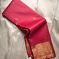 Rani Pink Kanchipuram silk saree with intersecting gold Zari Kattam lines and spaced traditional buttas.