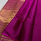 Rani Pink handwoven Kanchipuram silk saree with teal blue sage rose and gold floral zari work.
