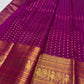 Rani Pink Kanchipuram silk saree with petite gold buttas arranged in precise vertical rows.