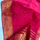 Rani Pink Tissue Silk Chanderi saree with gold woven pallu