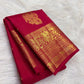 Sindoor Red pure silk Kanchipuram saree with traditional ornate zari border.