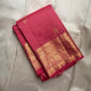 Rani Pink pure silk Kanchi Pattu Zari Kattam saree with fine antique-gold checked weaving and zari buttas.