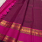 Rani Pink Handwoven Pure Silk Kanchipuram Saree with Deep Plum Zari Kattam Rettapet Border