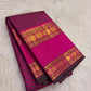 Rani Pink Handwoven Pure Silk Kanchipuram Saree with Deep Plum Zari Kattam Rettapet Border