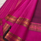 Rani Pink Handwoven Pure Silk Kanchipuram Saree with Deep Plum Zari Kattam Rettapet Border