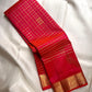 Chilli Reddish Pink handwoven pure silk Kanjivaram Zari Kattam saree with antique-gold checks.