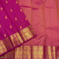 Full view of the Rani pink handwoven Pure Silk Zari Kattam saree with gold medallion border