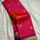 Raspberry Pink pure silk KanchiPattu saree — gold butta detail