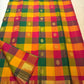 Multicolour pure silk Kanjivaram saree — raspberry green yellow tones