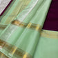 Raspberry Magenta pure silk Kanchipuram saree, Rettapet weave with Pastel Aqua Mint border — pallu detail