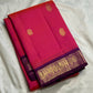 Raspberry Pink pure silk KanchiPattu saree — petite aubergine korvai border
