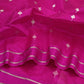 Full Raspberry Pink Chanderi silk saree with spaced metallic lotus motifs and minimal double-line border