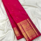 Raspberry Pink handloom Kanchipuram Butta saree overview