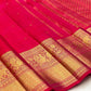 Raspberry Pink Kanchipuram Butta saree antique gold zari peacock border detail