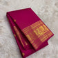 Raspberry Pink Handwoven Pure Silk Kancheepuram Saree with Dark Contrast Korvai Zari Border