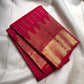 Handwoven Raspberry Pink Kanchipuram silk saree with fine gold zari lines