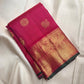 Raspberry pink pure silk Kanchipuram zari kattam saree, view 3