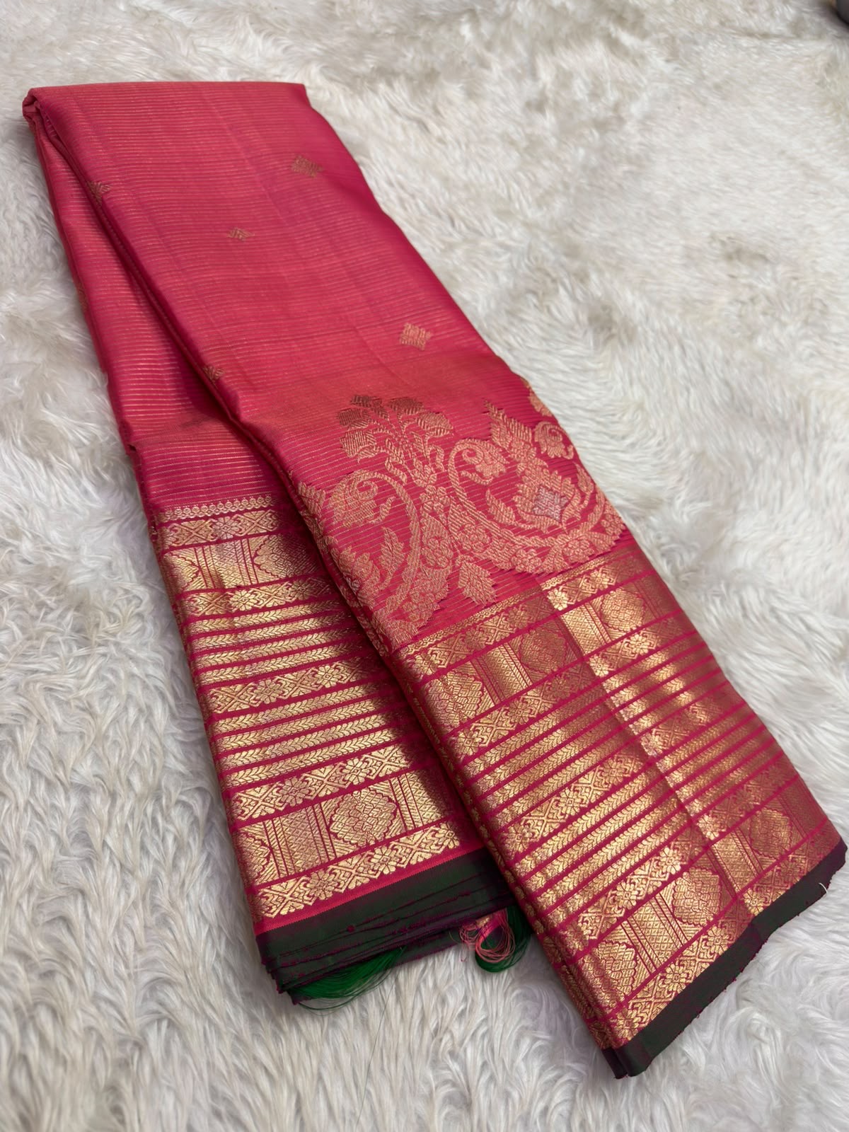 Pure Silk Vairaoosi saree with multiple ornamental zari border registers