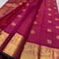 Raspberry pink pure silk Kanchipuram zari kattam saree, with ornate Mayil Chakram buttas and broad gold border