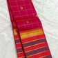 Raspberry pink Kanjivaram silk saree with mayil chakram butta – full length view