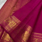 Raspberry Pink Handwoven Pure Silk Kancheepuram Saree with Dark Contrast Korvai Zari Border