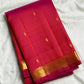 Rani Pink Kanchipuram Butta saree folded showing petite gold zari motifs and border