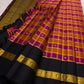 Raspberry pink and rust orange Zari Kattam Kancheepuram saree — full saree overview — Idam Living