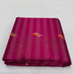 Raspberry Pink striped Pattu Silk Chanderi saree with small orange-and-ivory woven motifs and ornate metallic pallu.