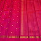 Handwoven pink Kanjivaram saree with fine oosi gold zari line stripes