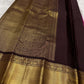 Raspberry purple KanchiPattu saree — deep aubergine border close-up