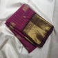 Raspberry purple handwoven pure silk Zari Kattam KanchiPattu saree — full saree overview — Idam Living
