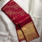 Raspberry Red Handwoven Pure Silk Kanchipuram Saree with Floral Butta and Gold Border