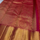 Raspberry Red Handwoven Pure Silk Kanchipuram Saree with Floral Butta and Gold Border