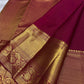 Raspberry Red Handwoven Pure Silk Kanchipuram Saree with Floral Butta and Gold Border
