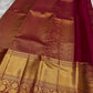 Raspberry Red Handwoven Pure Silk Kanchipuram Saree with Floral Butta and Gold Border