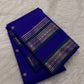 Radiant Neelam Blue Handwoven Pure Silk Kanchipuram Varisaipet Saree with Zari Mayil Chakram Buttas