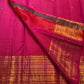 Raspberry red and pink shot silk body with fine continuous Vairaoosi zari lines.
